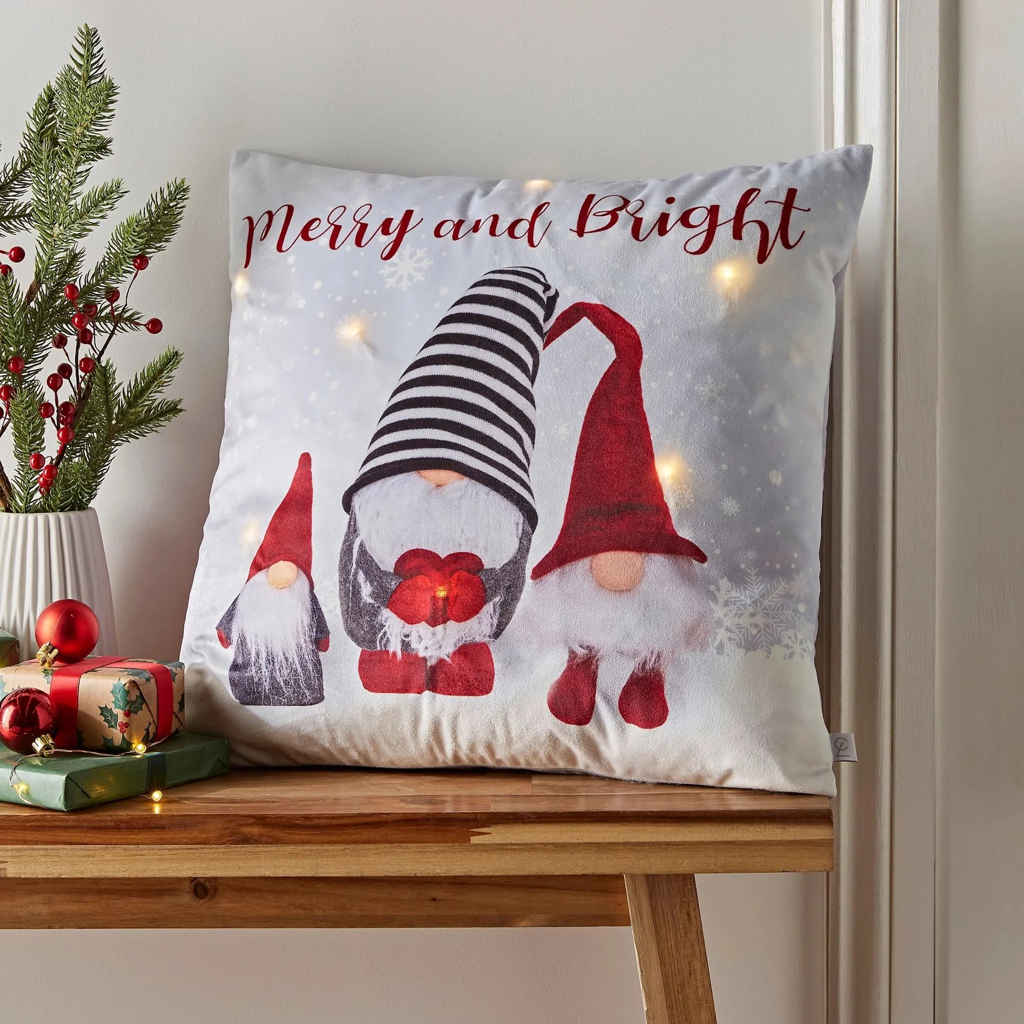 Catherine Lansfield Merry And Bright Gonks Light Up Cushion