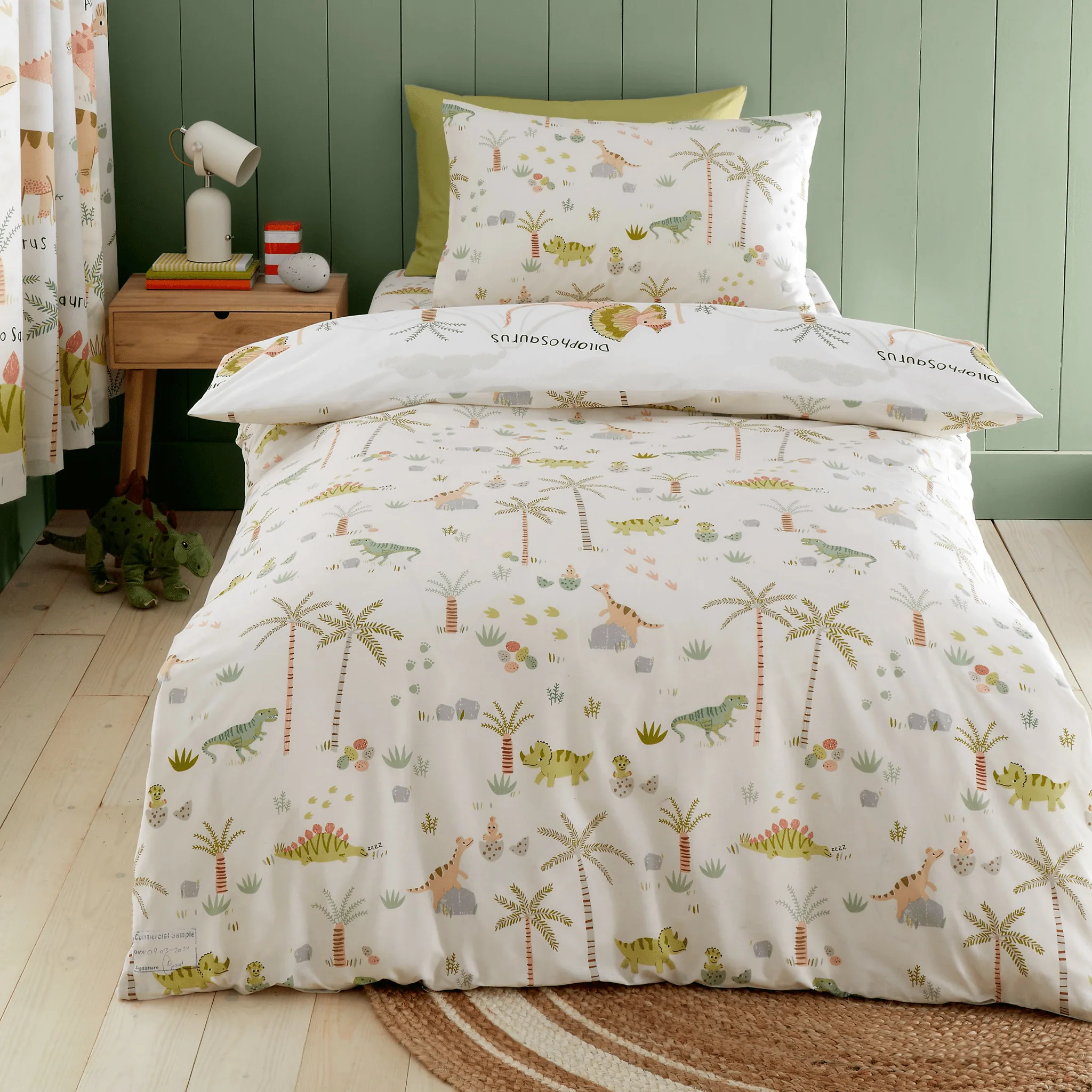 Catherine Lansfield Sleepy Dino Reversible Duvet Cover Set Single