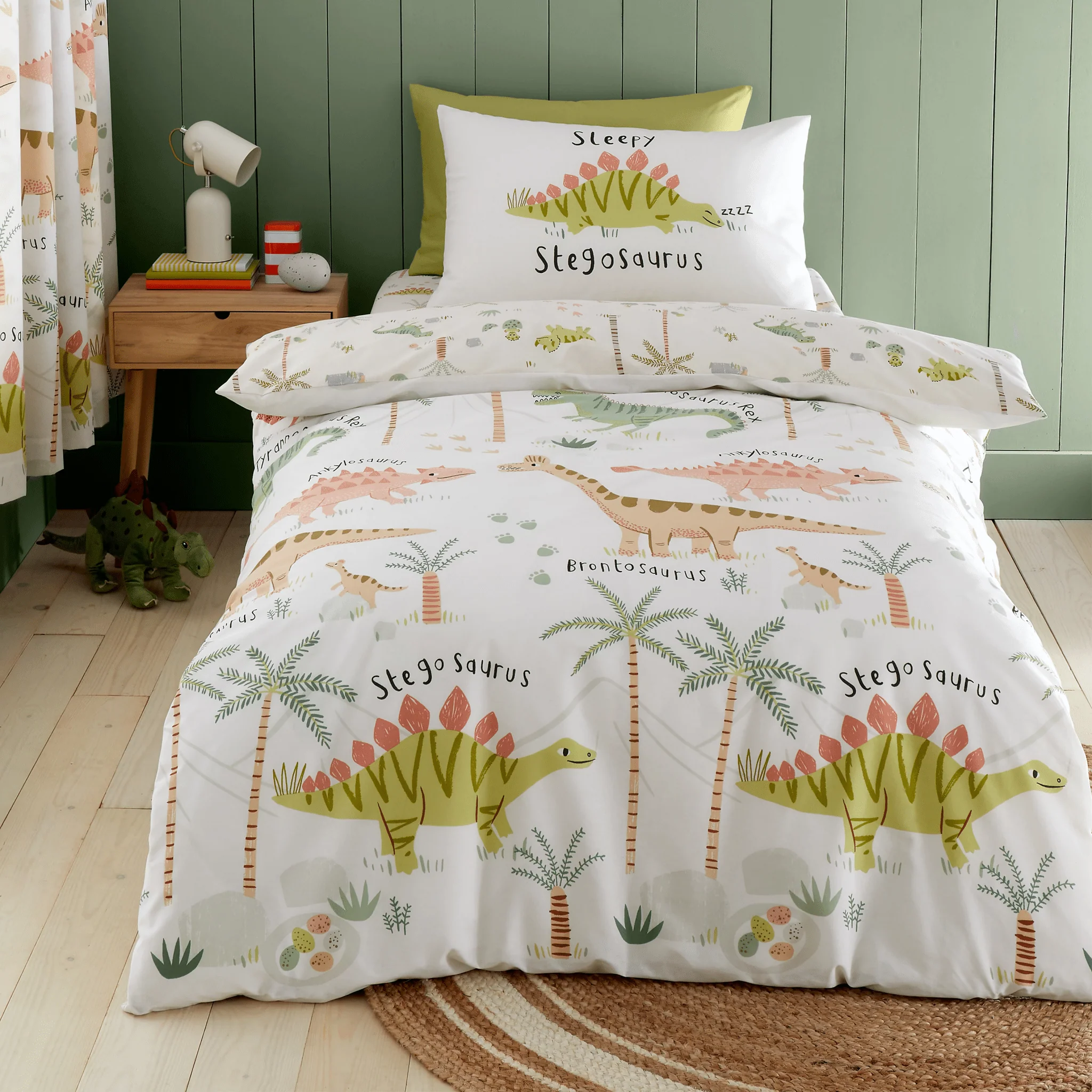 Catherine Lansfield Sleepy Dino Reversible Duvet Cover Set Single - Image 2