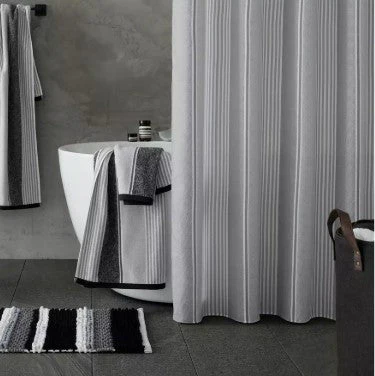 Catherine Lansfield Textured Stripe Shower Curtain - Grey