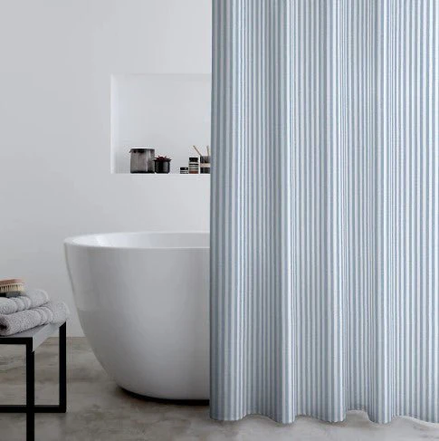 Catherine Lansfield Timeless Stripe 180x180cm Shower Curtain Blue