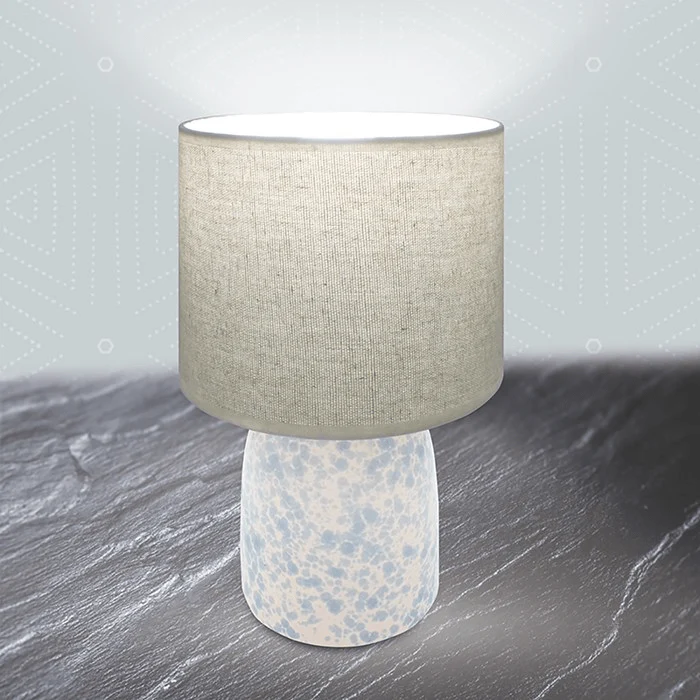 Ceramic Table Lamp With Shade Blue