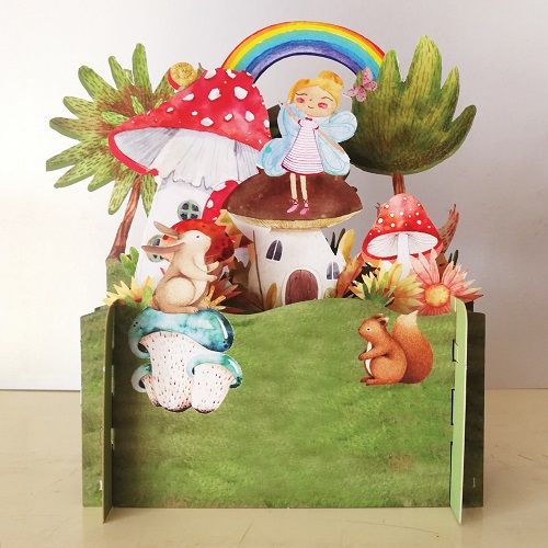 Children's Animals In Fairyland 3D Pop Up Birthday Greeting Card KID011