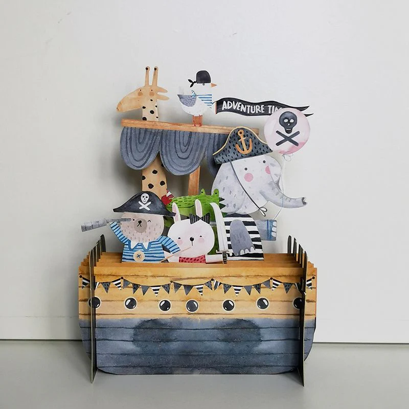 Children's Pirate Boat 3D Pop Up Birthday Greeting Card KID033