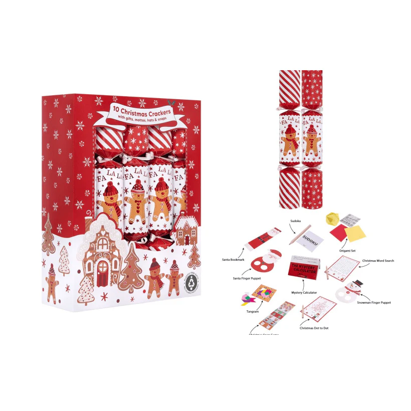 Christmas 10 Family Gingerbread 12" Crackers