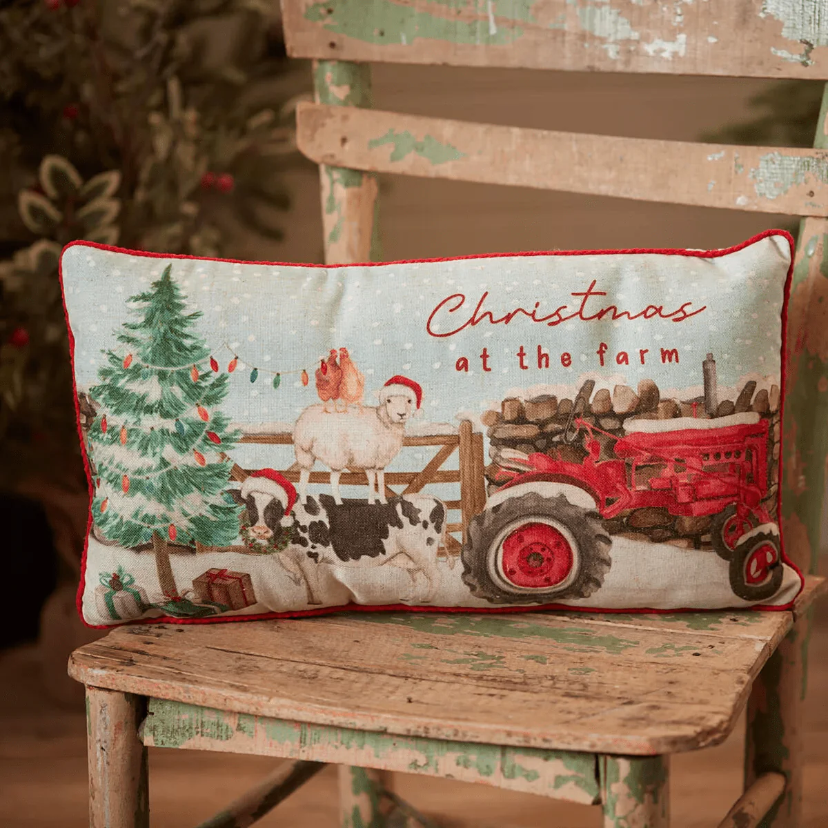 Christmas at the Farm Cushion 25 x 45cm