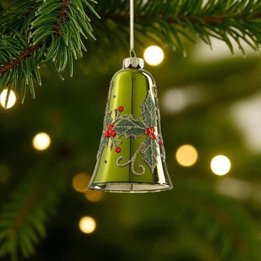 Christmas Bell Bauble Green 10 x 7.5cm