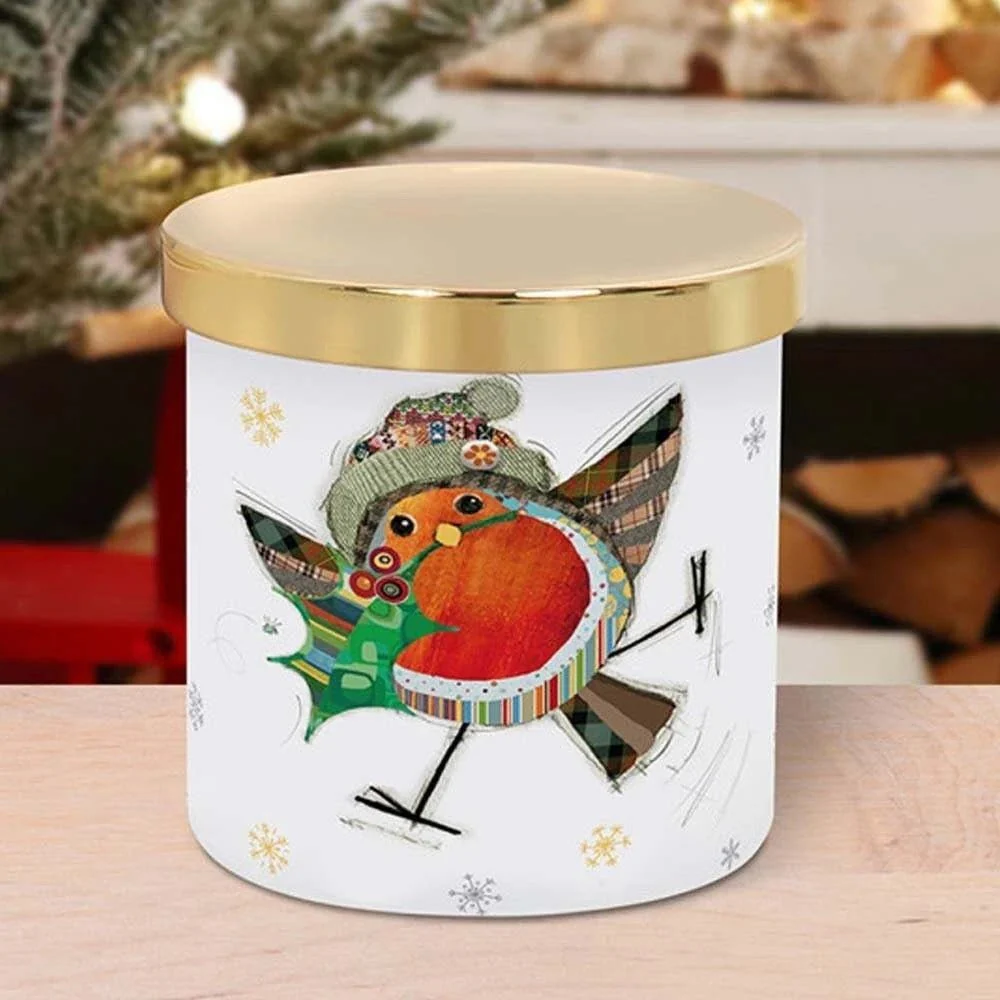 Christmas 'Bug Art' Robin Candle
