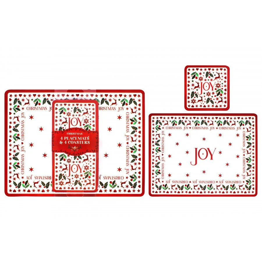 Christmas Joy 4 Pack Placemat & Coasters