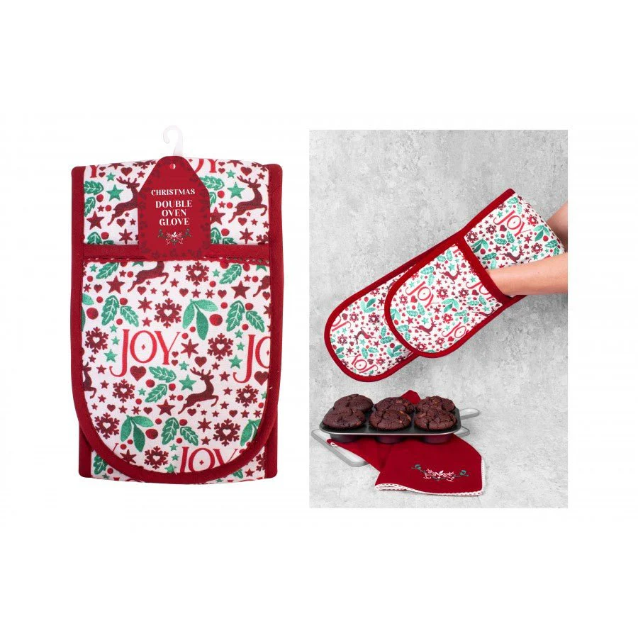 Christmas Joy Double Oven Glove 18x88cm