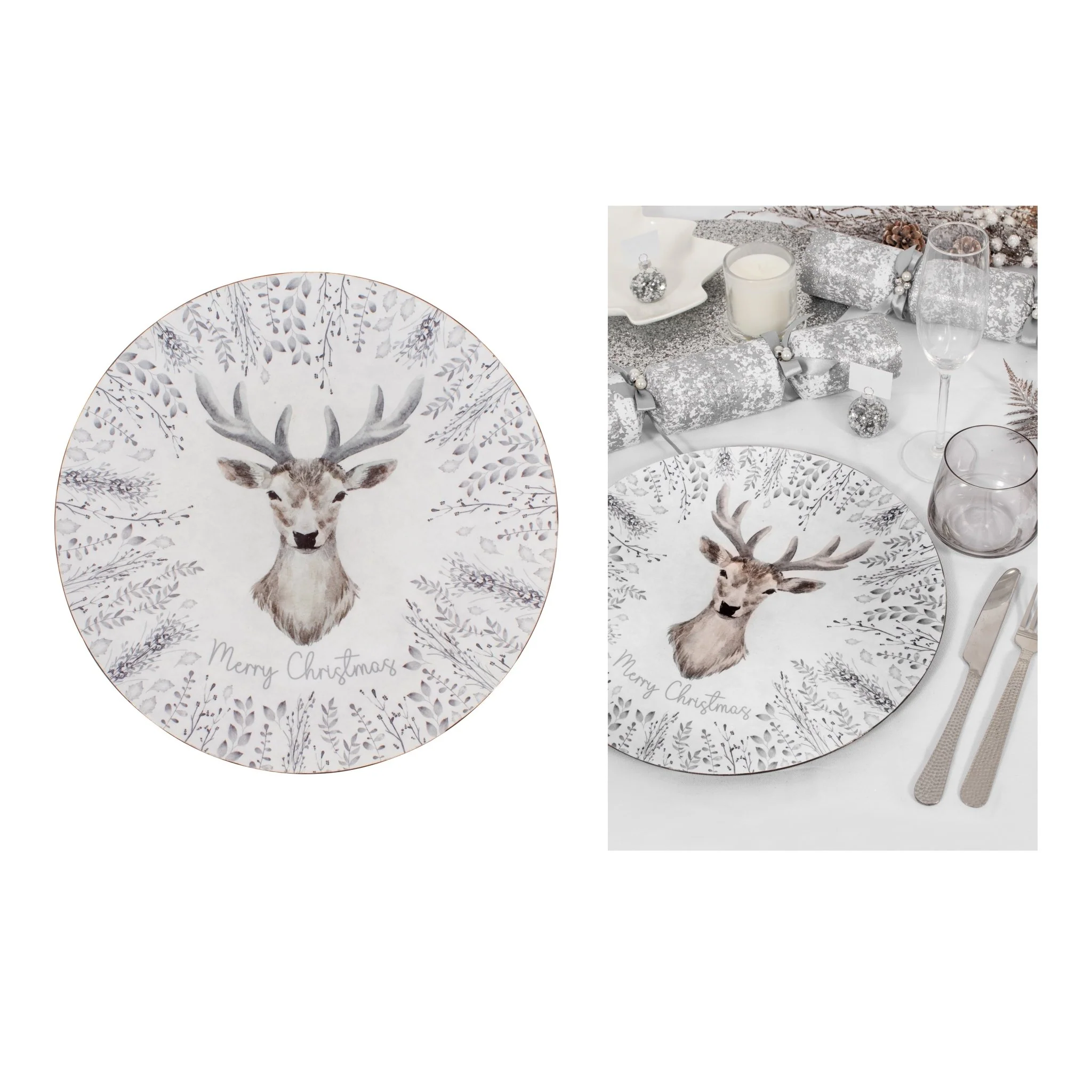 Christmas Stag Charger Plate Plastic