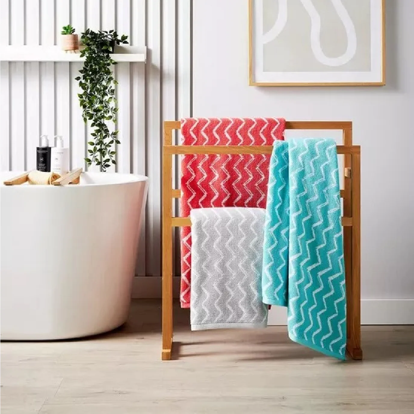 Christy Zig Zag Bath Sheet Aqua 90 x 150cm - Image 3