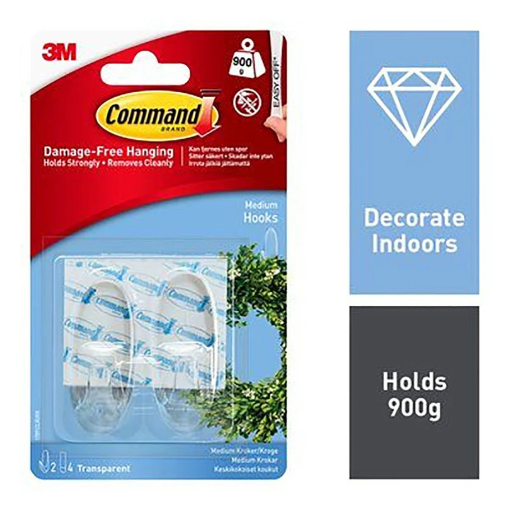 Command Med Clear Oval Hook 3M17091Clr