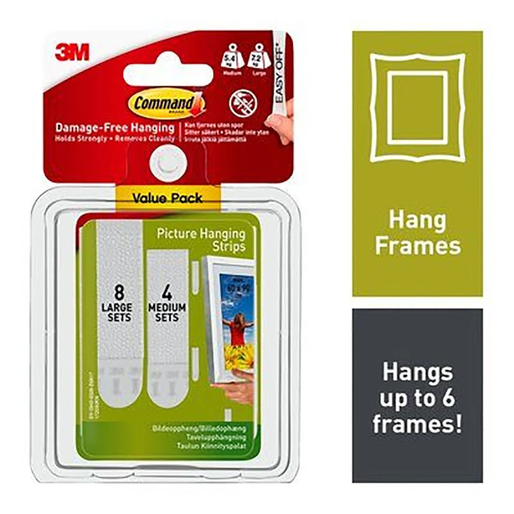 Command Med & Lge Picture Hanging Strips 3M17209