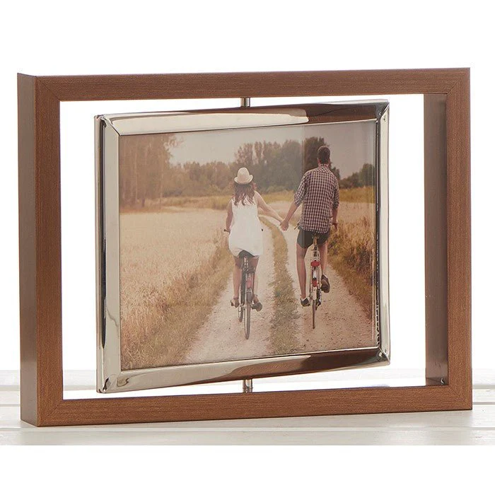 Copper Silver Spin Photo Frame 7” x 5”