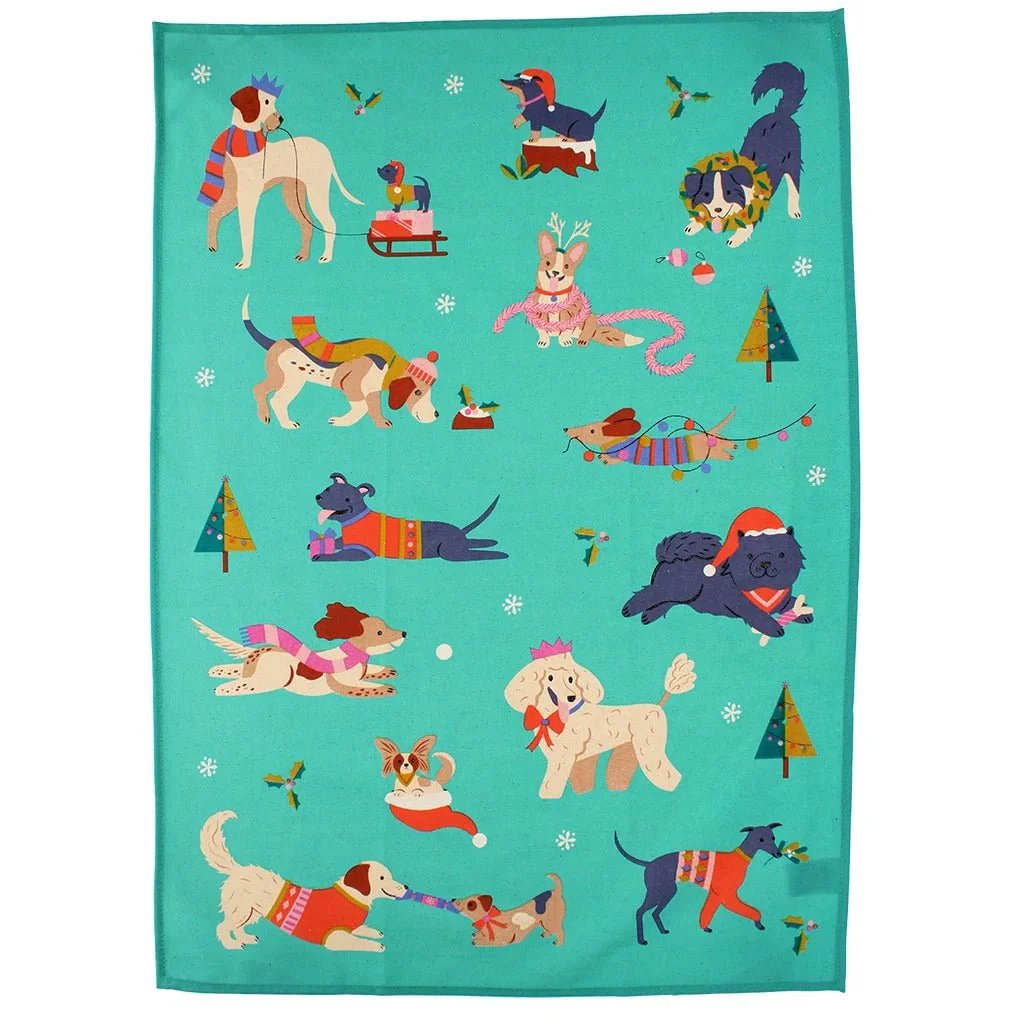 Cotton Tea Towel – Festive Friends - Image 3