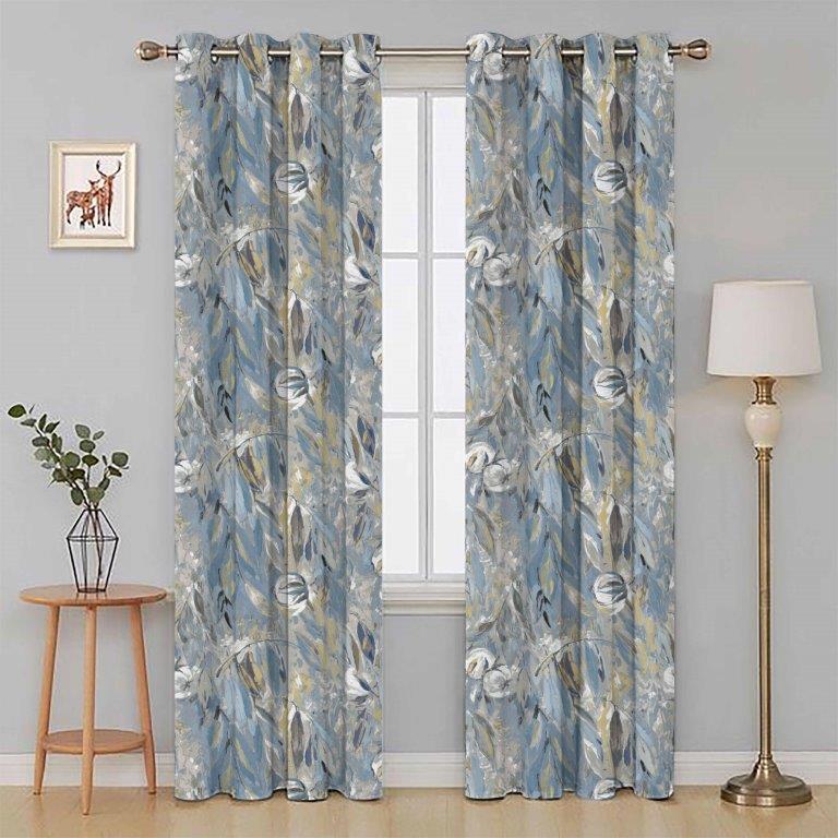 Cottonopolis 66" x 72" Lined Eyelet Curtains Marine