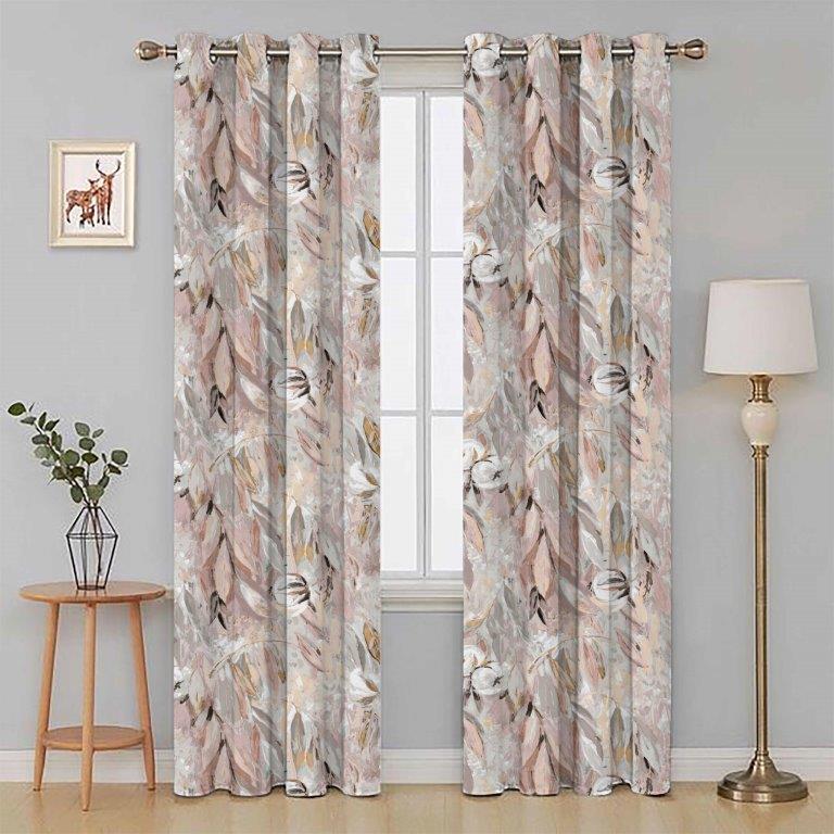 Cottonopolis 66" x 72" Lined Eyelet Curtains Quartz