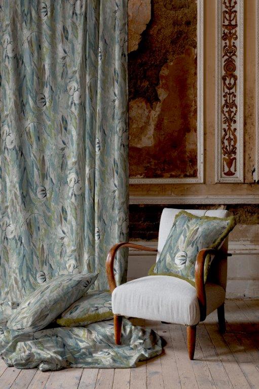 Cottonopolis 90" x 90" Lined Eyelet Curtains Marine - Image 2