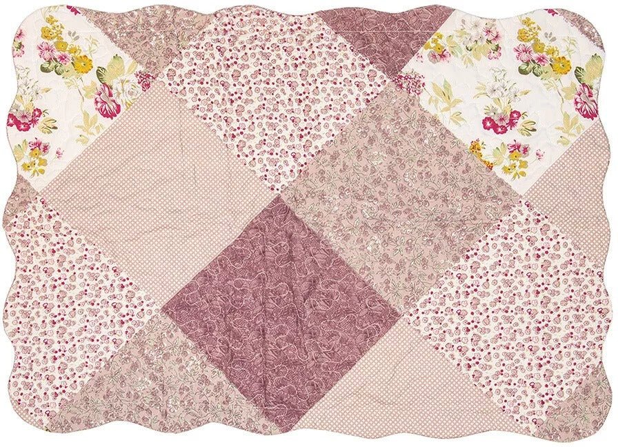 Country Cottage Patchwork Bedspread & 2 Pillowcases Set Purple - Image 3