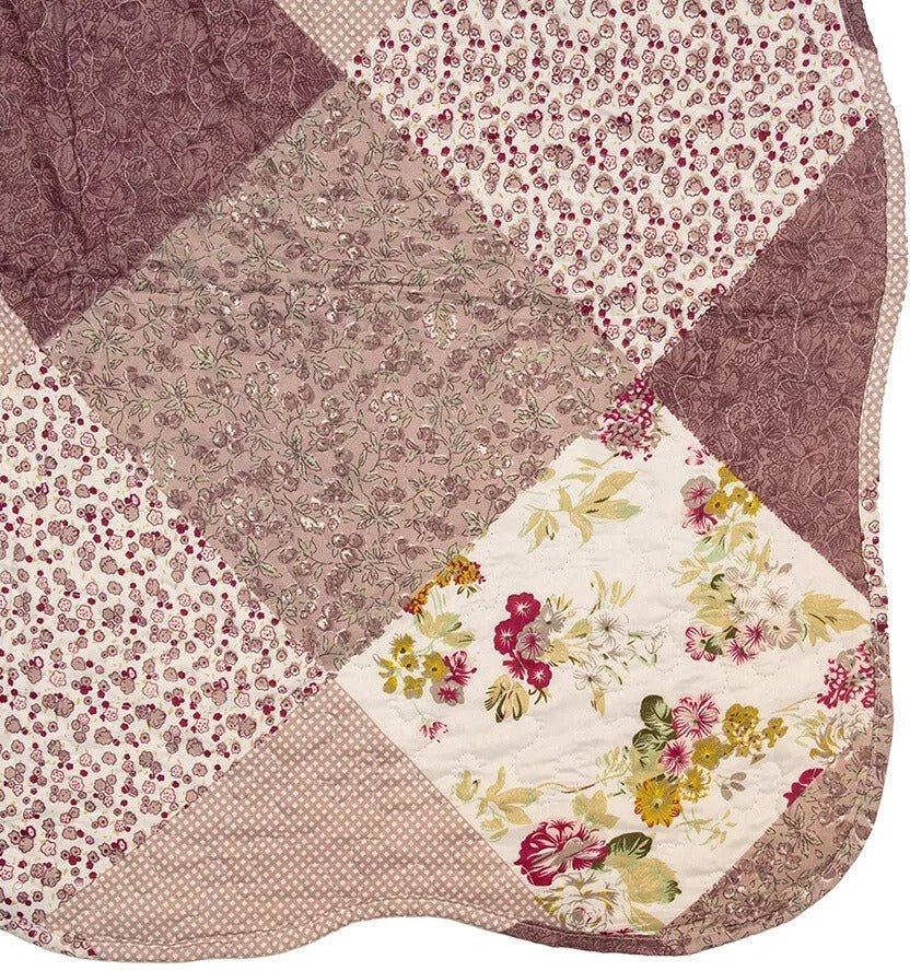Country Cottage Patchwork Bedspread & 2 Pillowcases Set Purple - Image 4