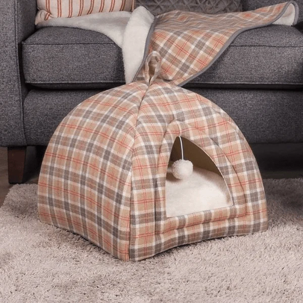 County Beige Check cat Igloo