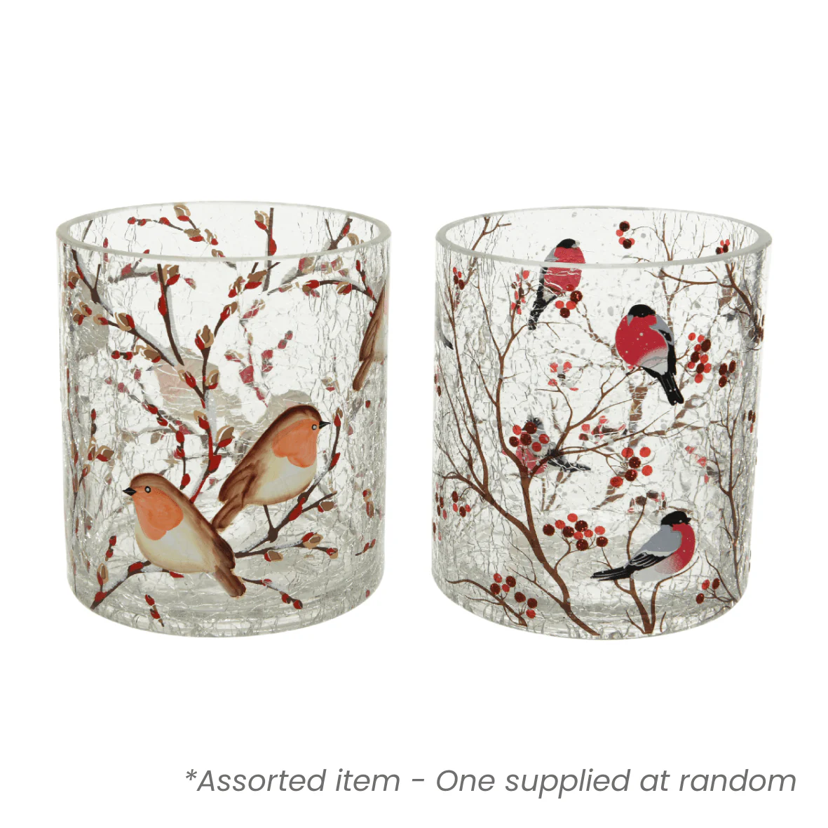 Crackle Glass Bird Tealight Holder Assorted - One Supplied*