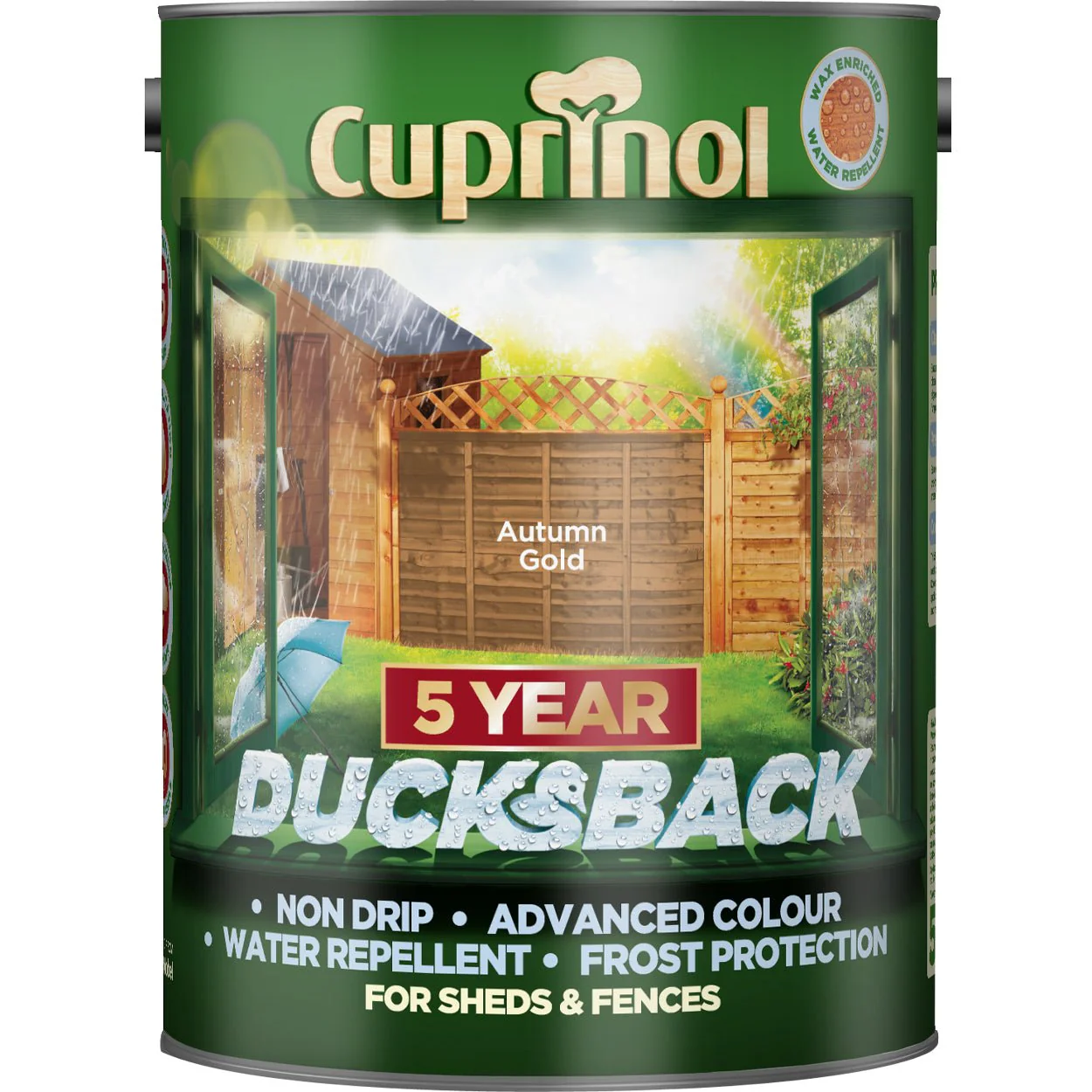Cuprinol 5 Year Ducksback Wood Stain - 5 Litre Autumn Gold