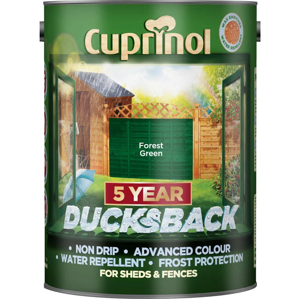 Cuprinol 5 Year Ducksback Wood Stain - 5 Litre Forest Green