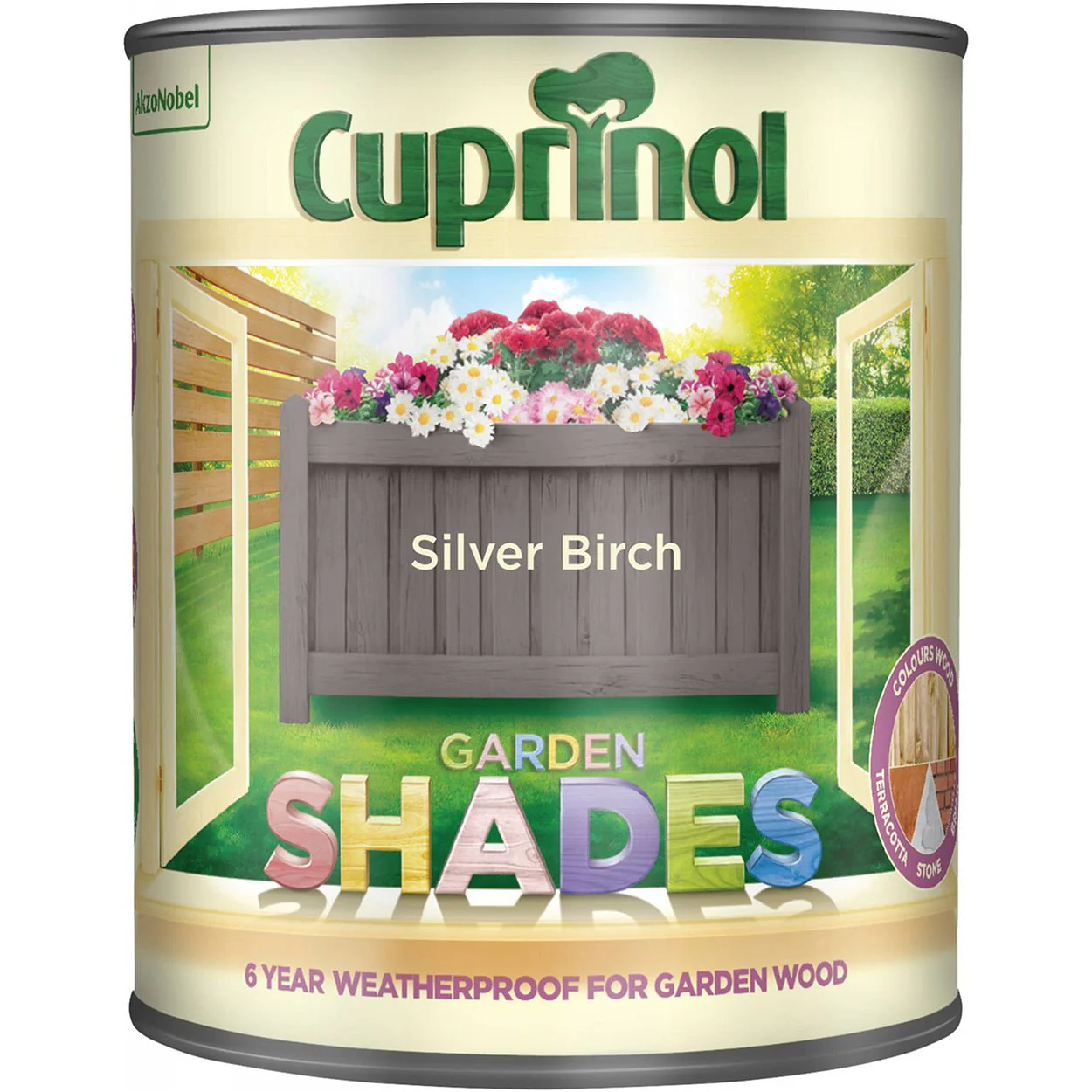 Cuprinol Garden Shades Colours Paint - 1 Litre Silver Birch