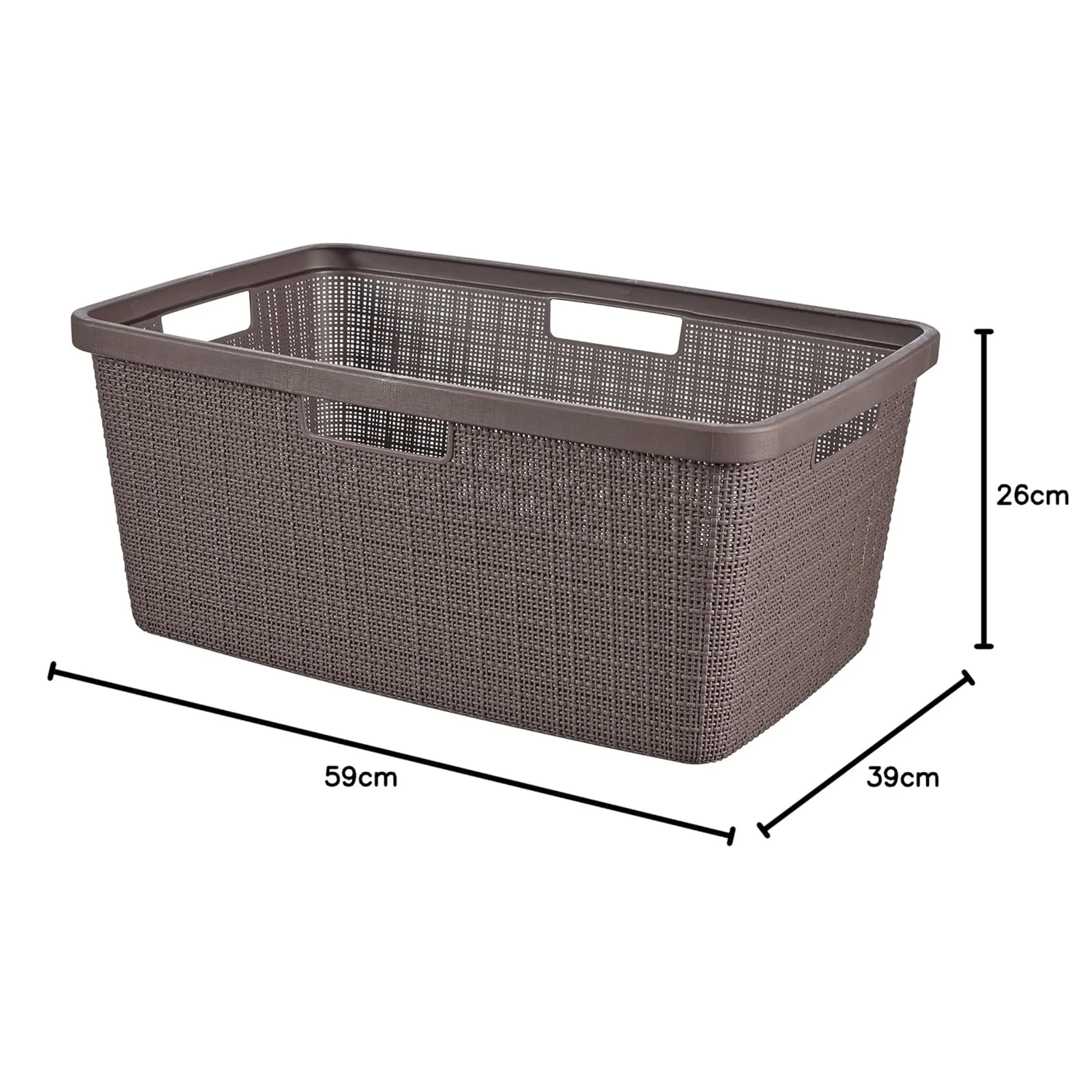 Curver Rectangular Laundry Basket 46 Litres - Peppercorn - Image 2