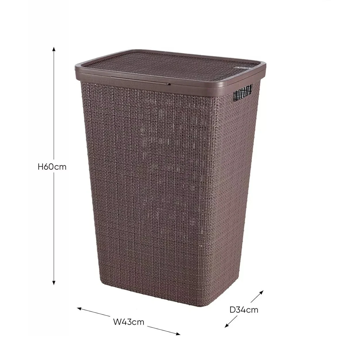 Curver Rectangular Laundry Basket 58L Litres - Peppercorn - Image 2