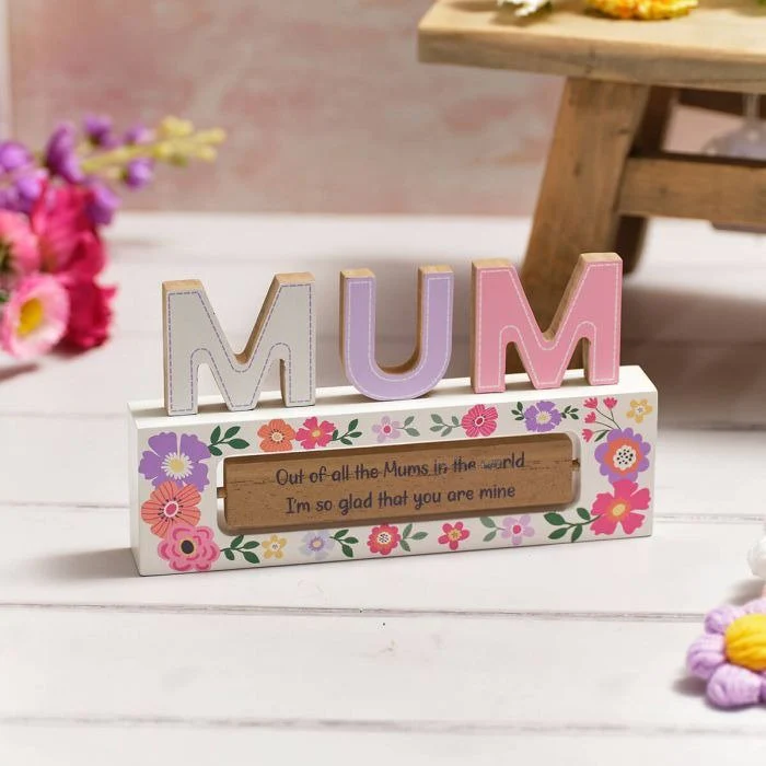 Cut Out Mum Wood Block with Spinning Block Two Sayings - Image 2