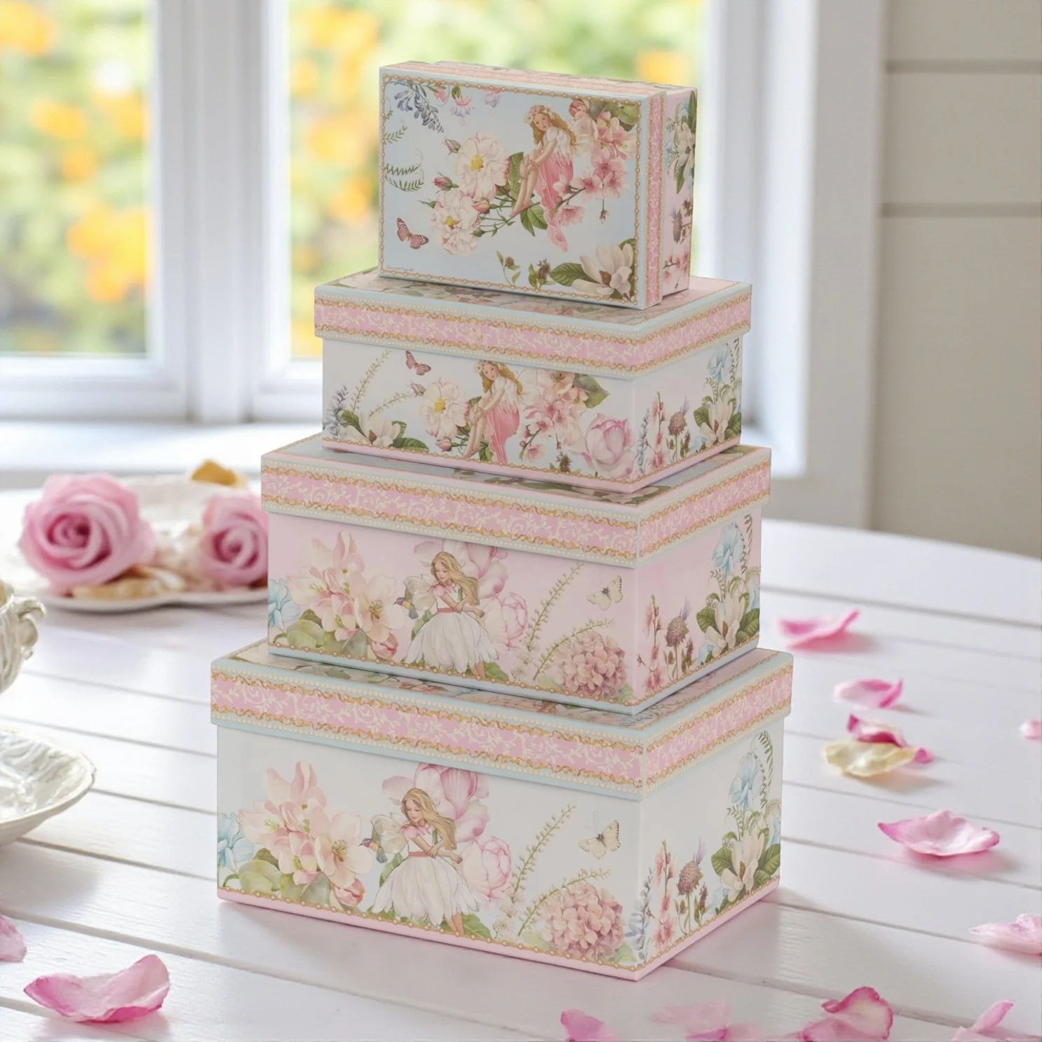 Cute Fairy Cardboard Storage Boxes – Set of 4
