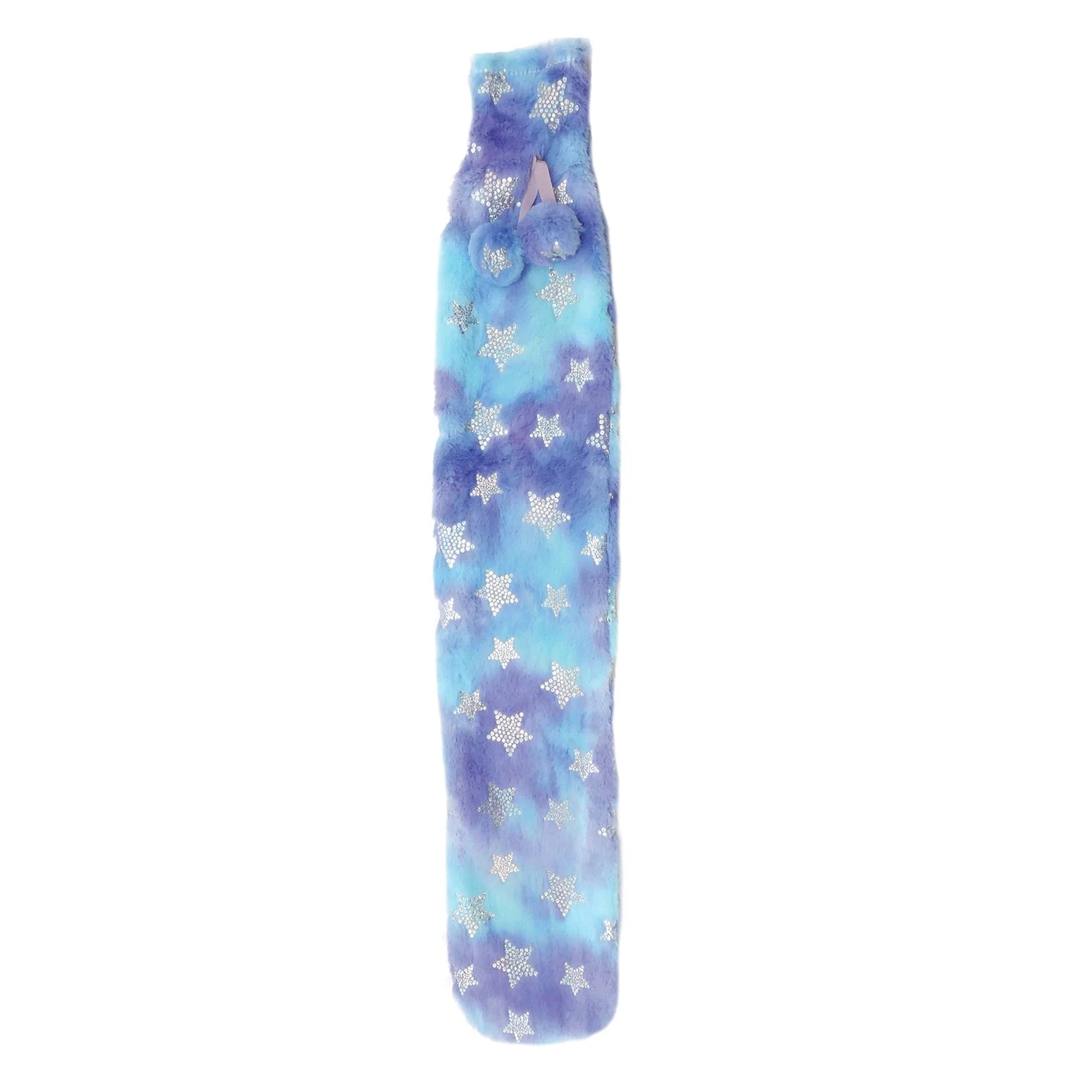 De Vielle Covered Long Hot Water Bottle Blue with Silver Stars