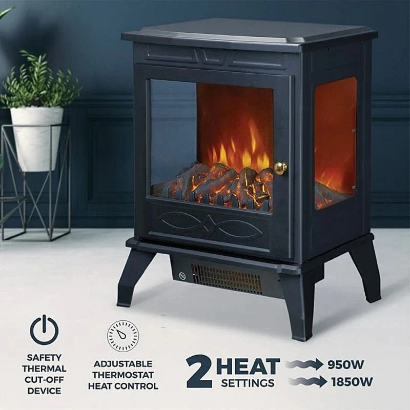 De Vielle Premium 3D Electric Stove Black 1850W DEF012686 - Image 2