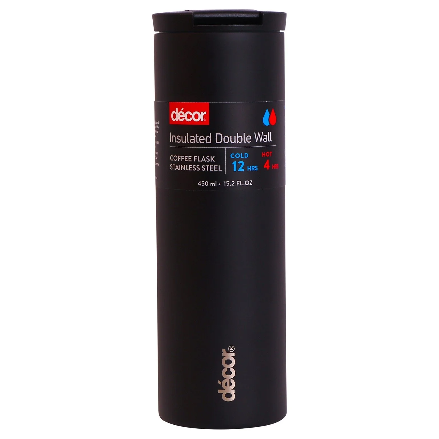 Decor Stainless Steel 450ml / 15oz Coffee Flask in Black