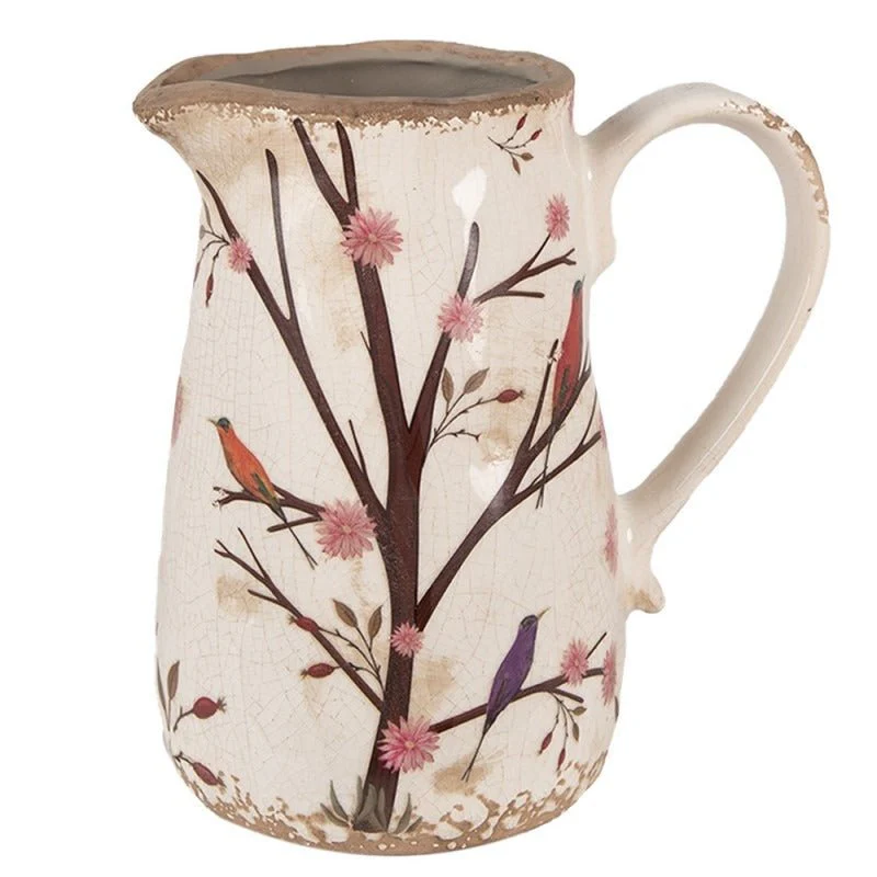 Decorative Jug 16 x 12 x 18cm Beige Brown Ceramic Branches