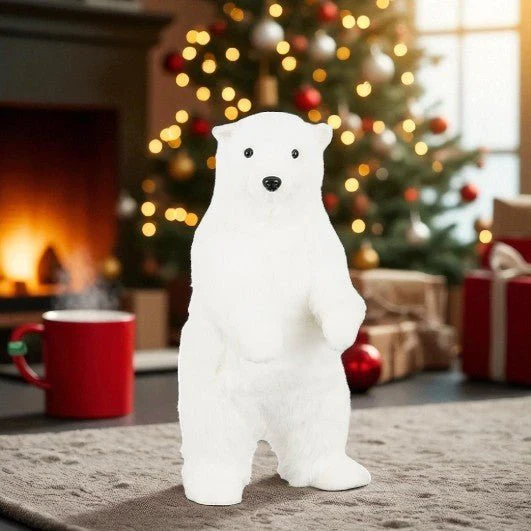 Decorative Polar Bear White 21 x 18 x 40cm