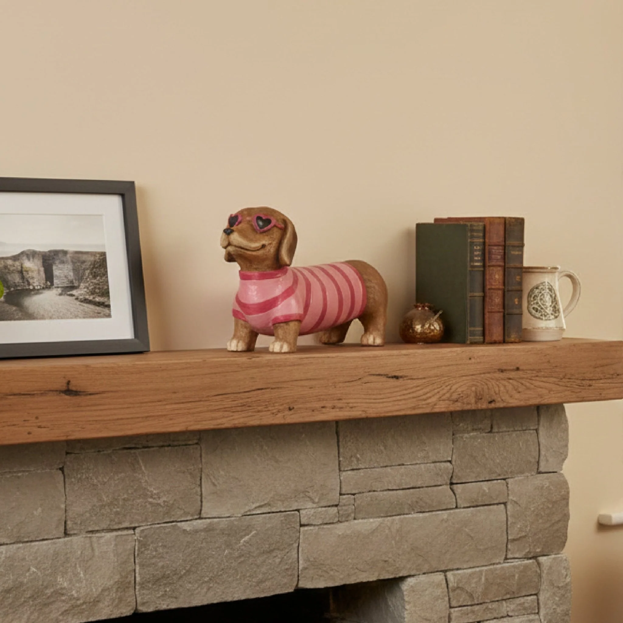 Decoris Dog Decoration Brown with Pink Sweater - Image 2