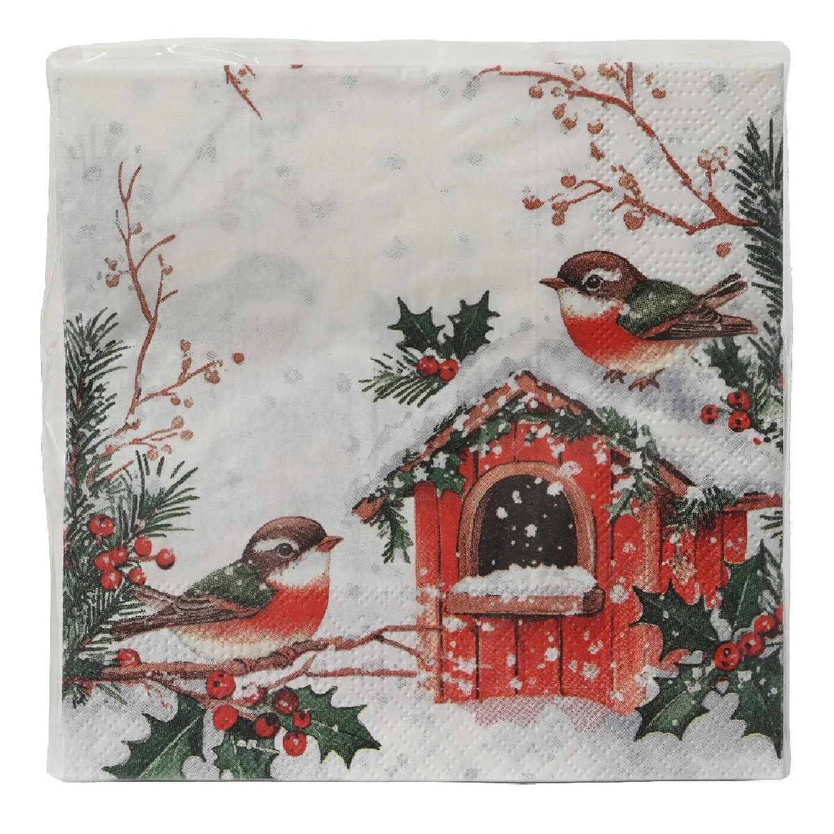Decoris House with Robins Paper Napkins 33 x 33cm