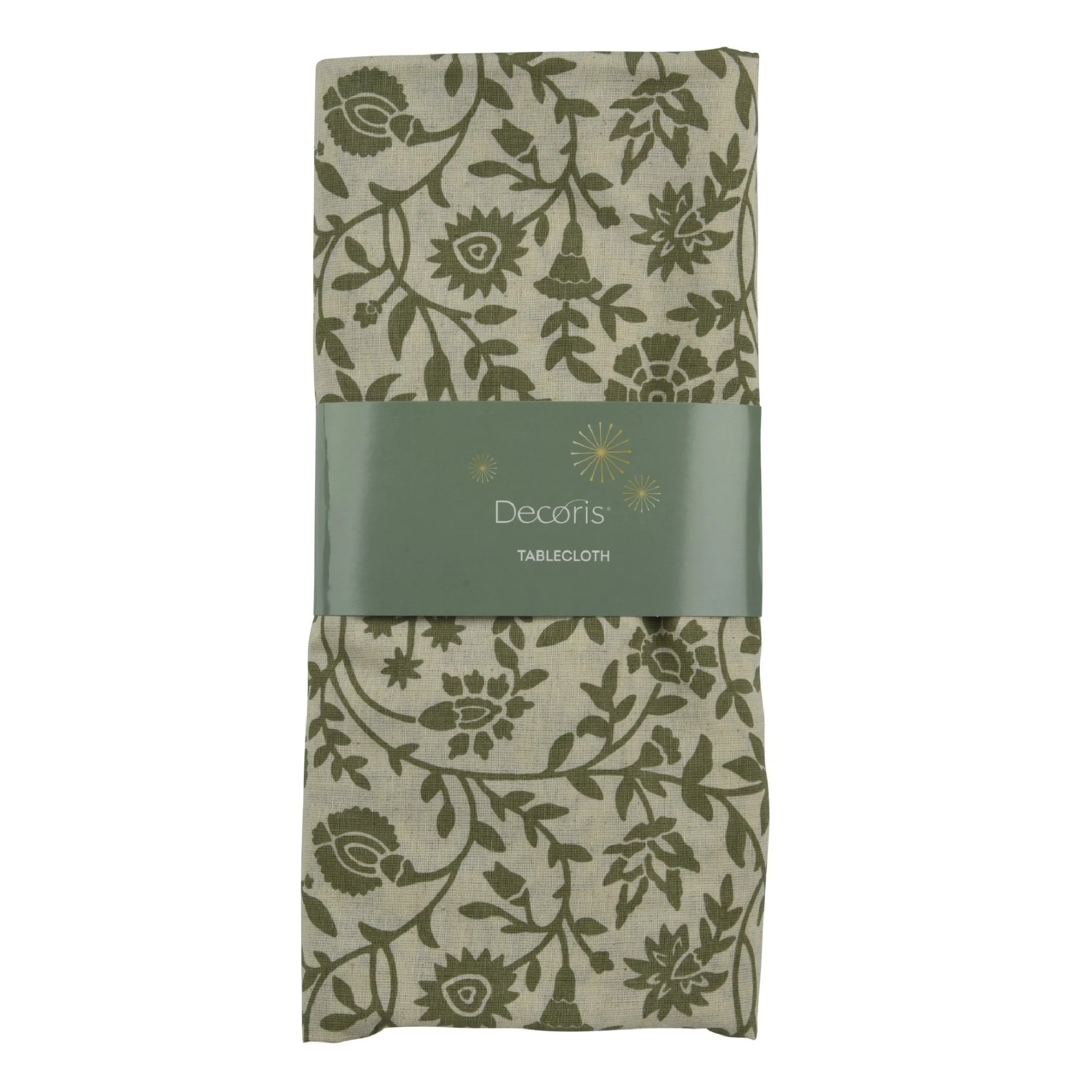 Decoris Rectangular Tablecloth 140x180 cm Green With Floral Print