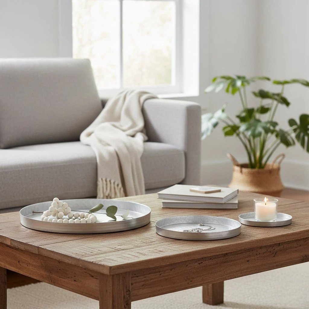 Decoris White Enameled Plates Set Of 3 - Image 2
