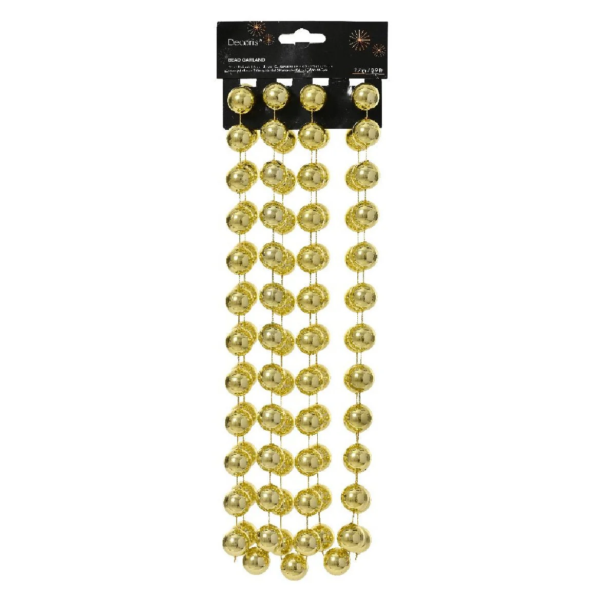Decoris XXL Bead Garland 2.7m Shiny Light Gold