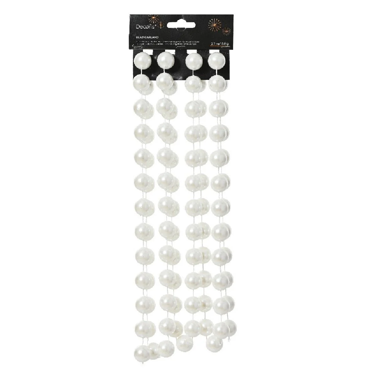 Decoris XXL Bead Garland 2.7m Shiny Winter White