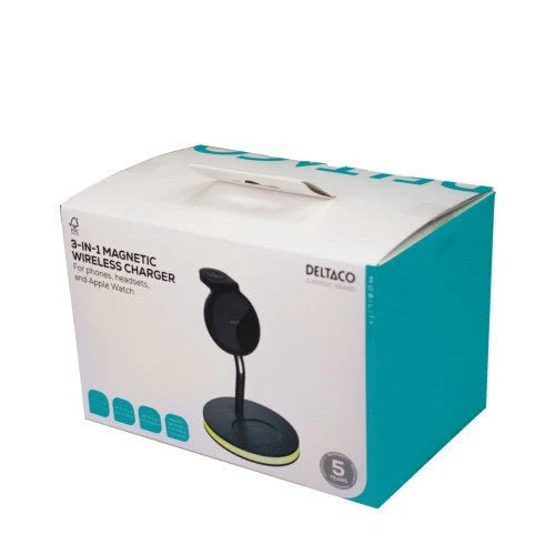 Deltaco 3-in-1 Magnetic Wireless Charger | QI1041 - Image 2