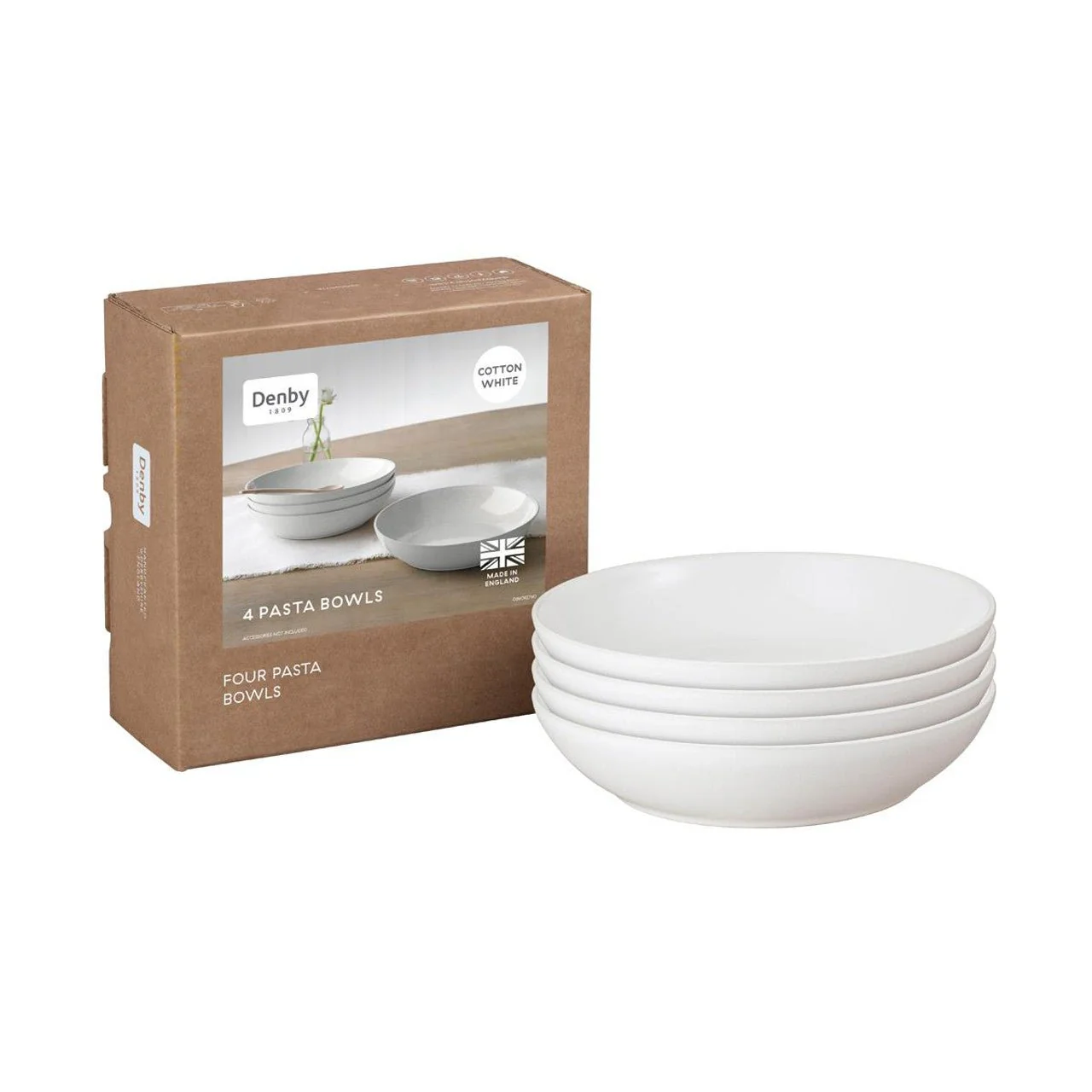 Denby Cotton White Set Of 4 Pasta Bowls
