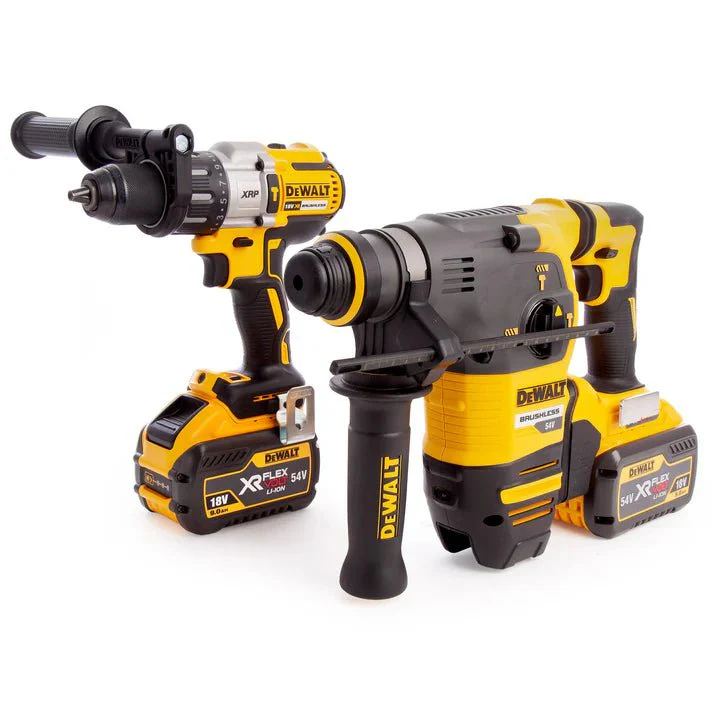 DEWALT Flexvolt Brushless Twin Pack - SDS Drill & Combi Drill DEWDCK2033X2
