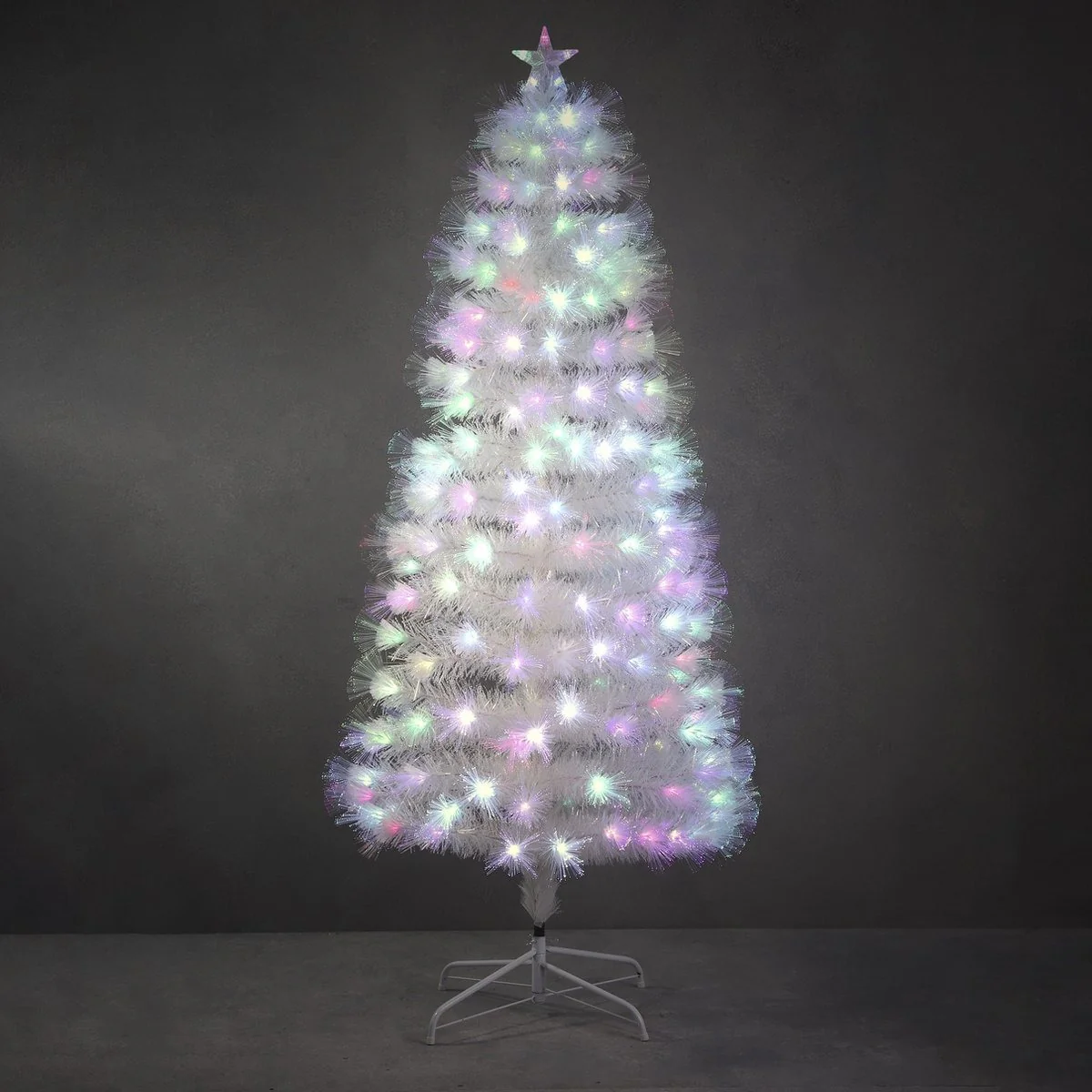Dinard White Fibre Optic Christmas Tree 185 Led 150cm (5ft)