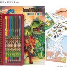 Dino World Colouring Book W/ Coloured Pencils